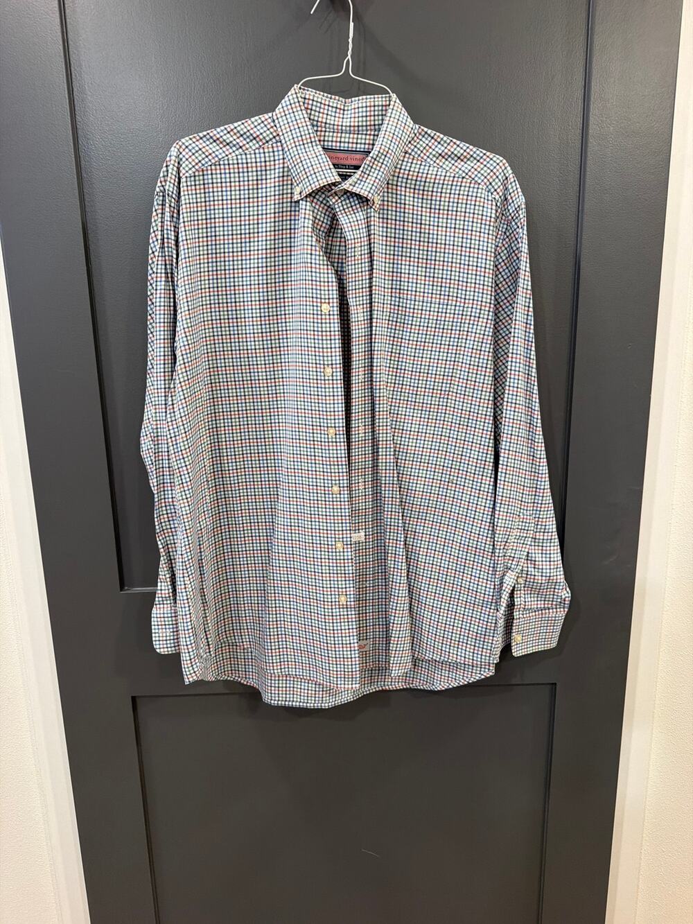 Vineyard Vines Shirt Mens Large Button Down Long Sleeve Murray Blue red Check
